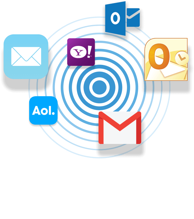Yahoo, Gmail, Hotmail, AOL email icons