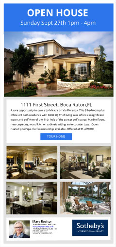 Real estate email flyer with customized text in it from the eCampaignPro wizard