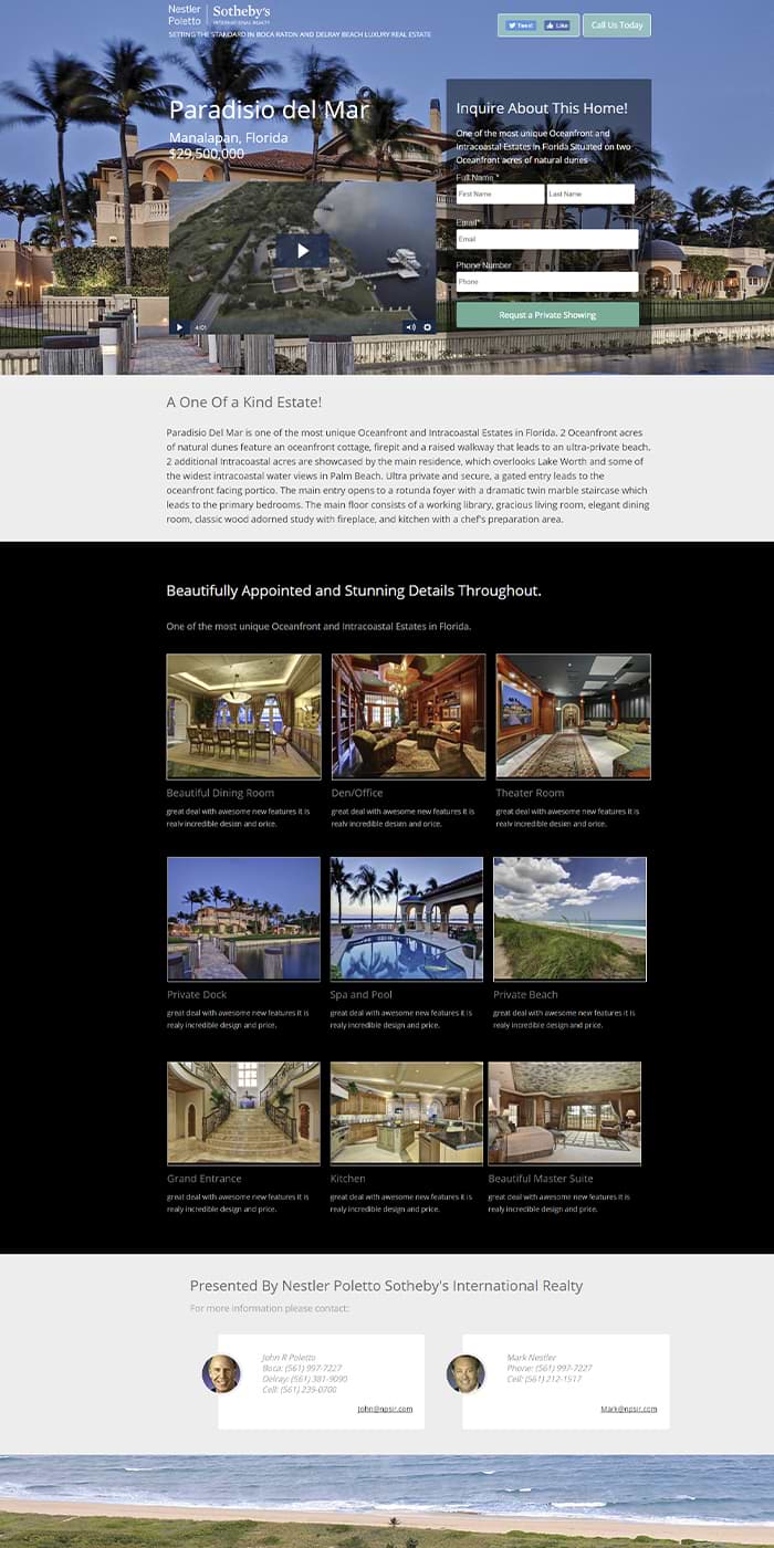 Sample Property Landing Page with multiple pictures