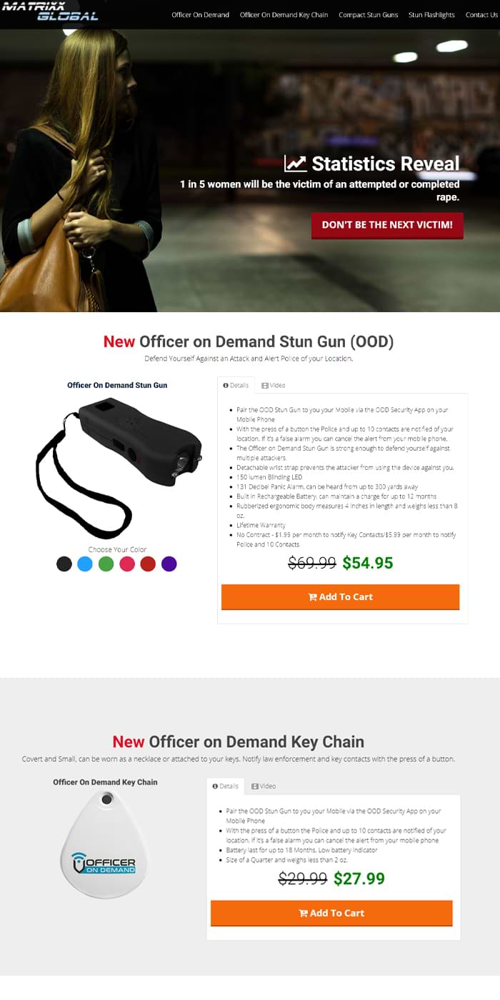 Sample landing page for a security product