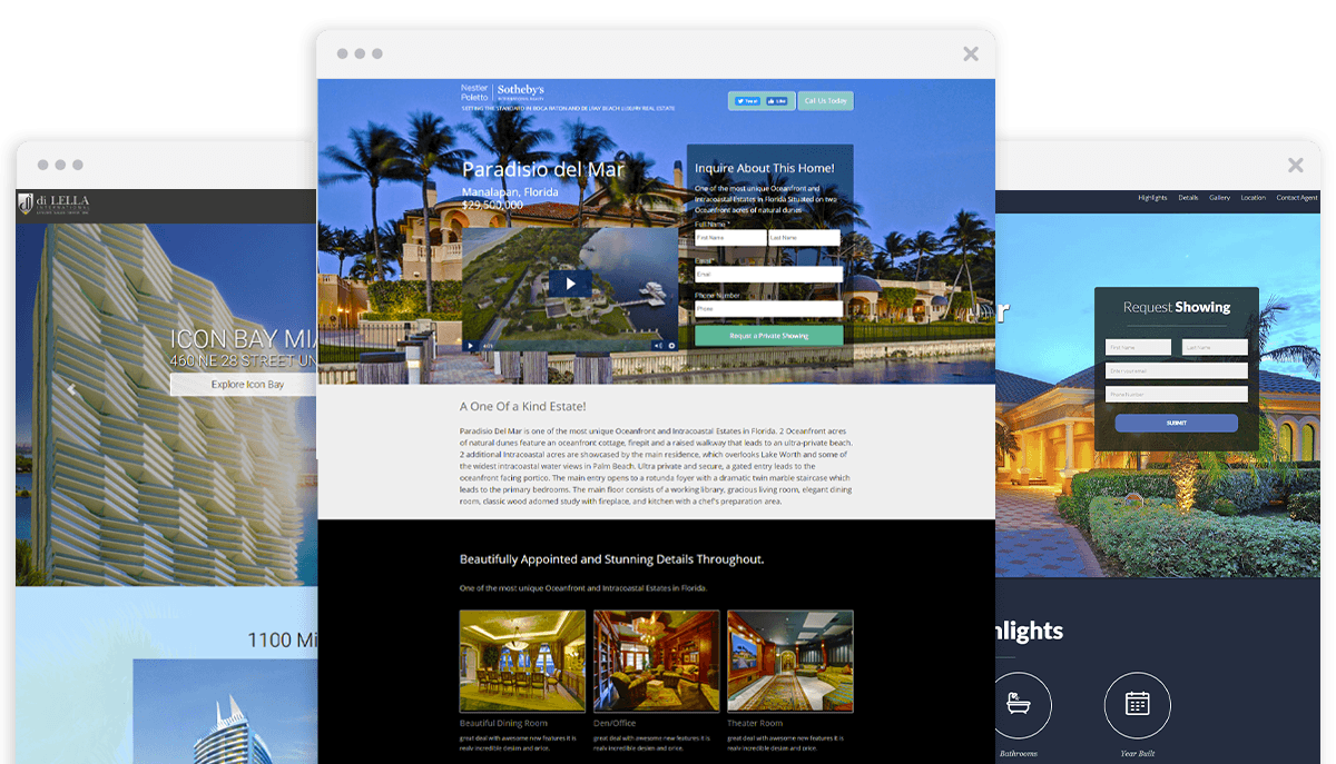 Real estate landing pages