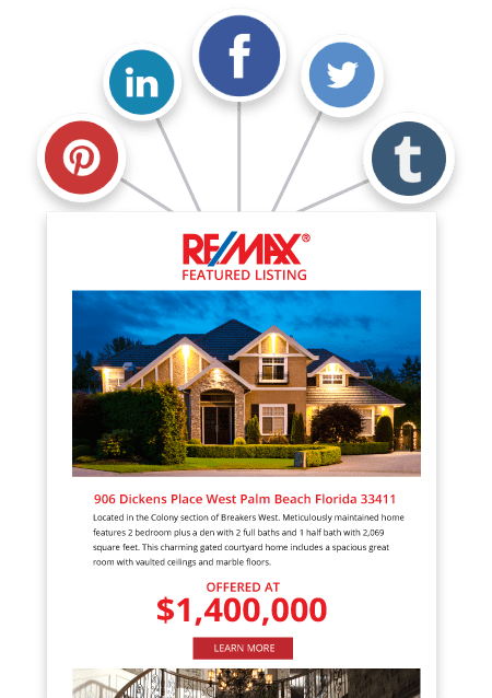 Share your real estate email flyers on social media