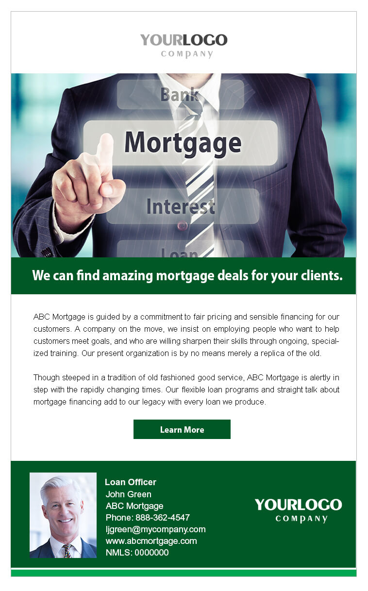 Real estate email mortgage template in orange with man and woman