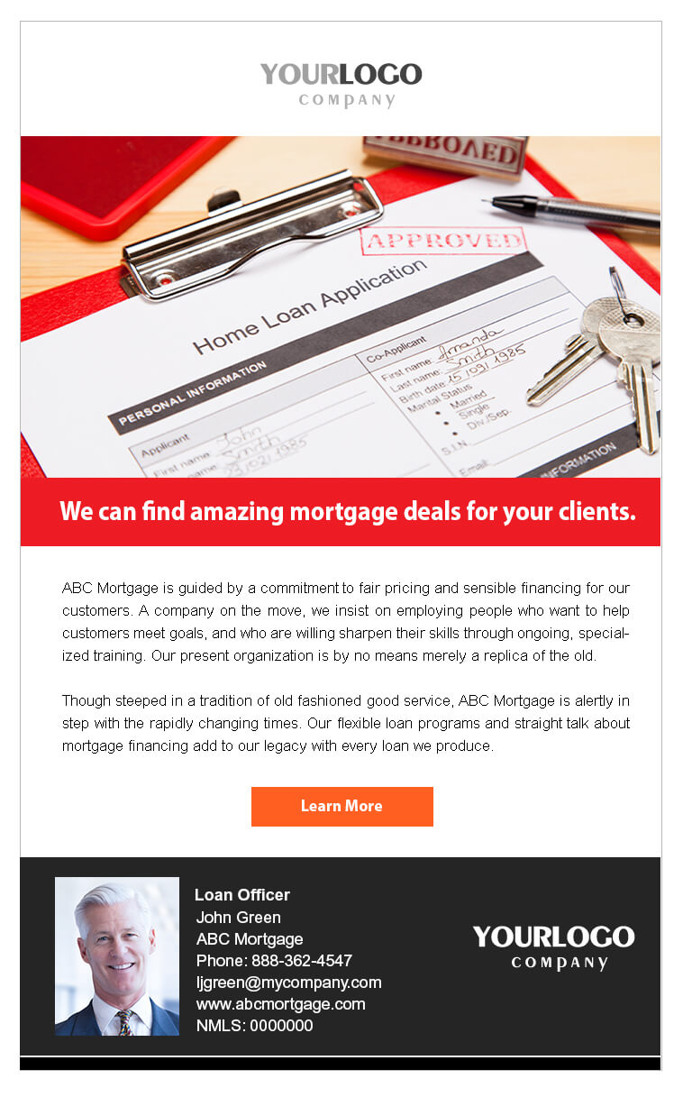Real estate email mortgage template with group of people thumbs up