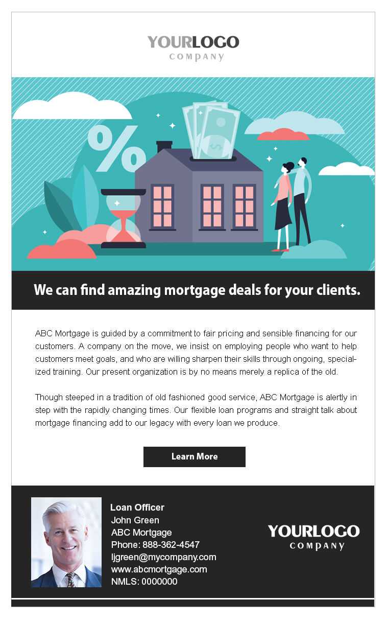 Real estate email mortgage template with woman talking on a cellphone
