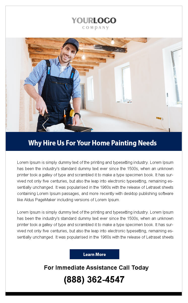 Real estate email service provider template with money falling around a man with laptop